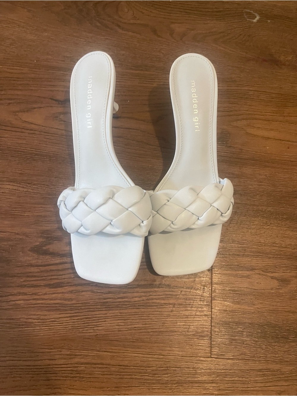 Madden Girl sea foam Blue Braided Slide Mules